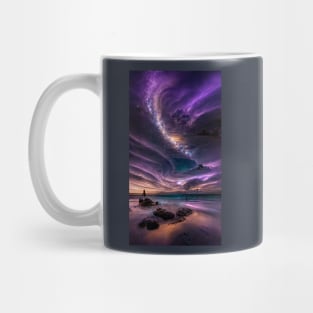 Milky way at night sky above ocean shore Mug